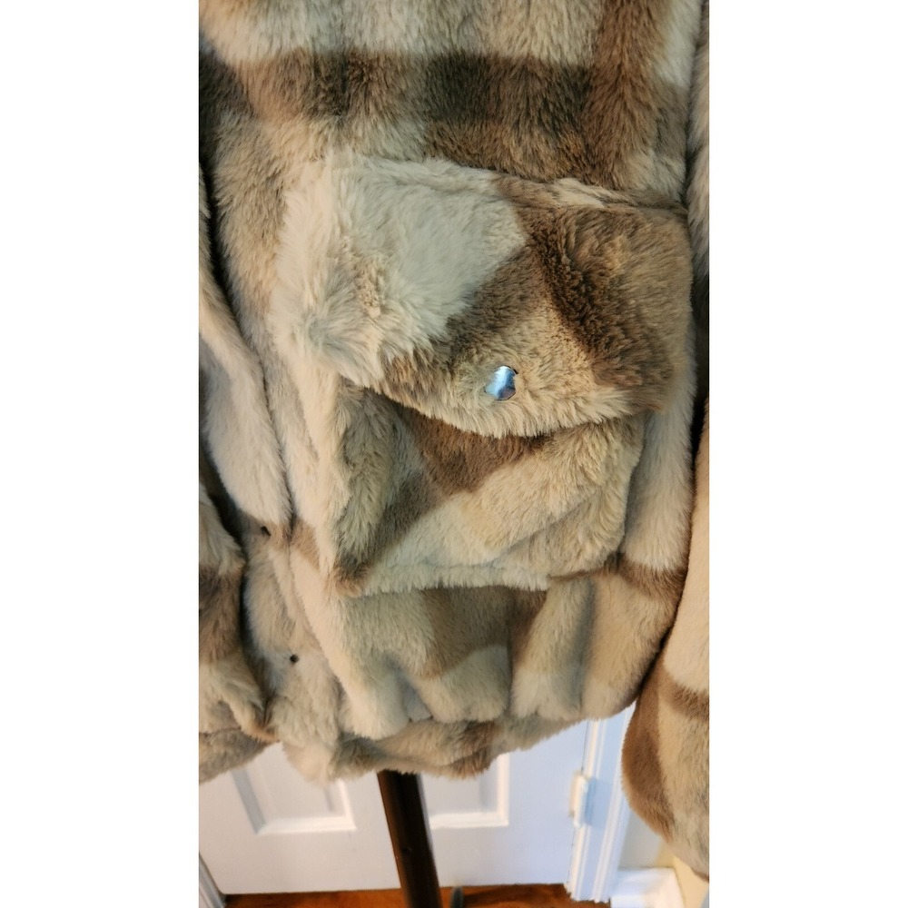 Jade & Ivory Faux Fur Jacket Womens Size S Brown Beige - Picture 3 of 9